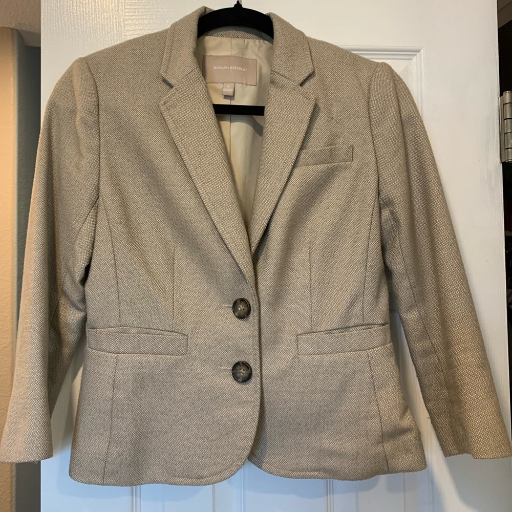Banana Republic tweed 3/4 sleeve blazer